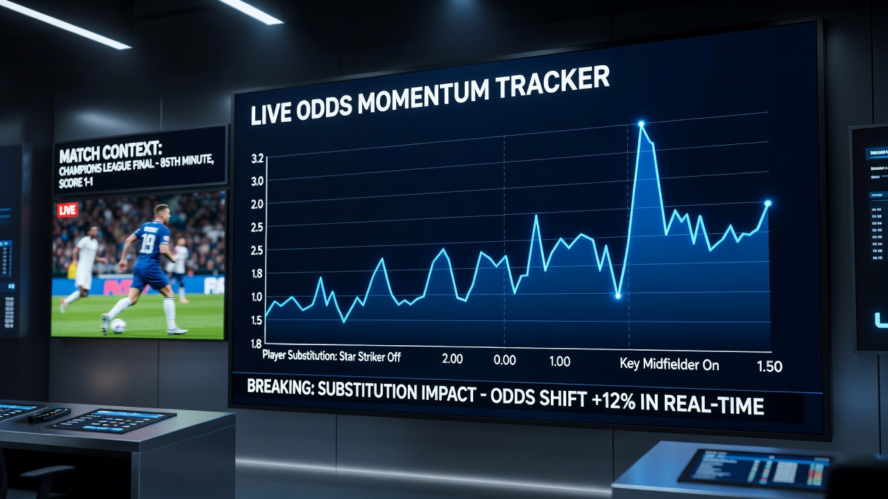 Analyst reviewing real-time football statistics and live odds charts on multiple screens